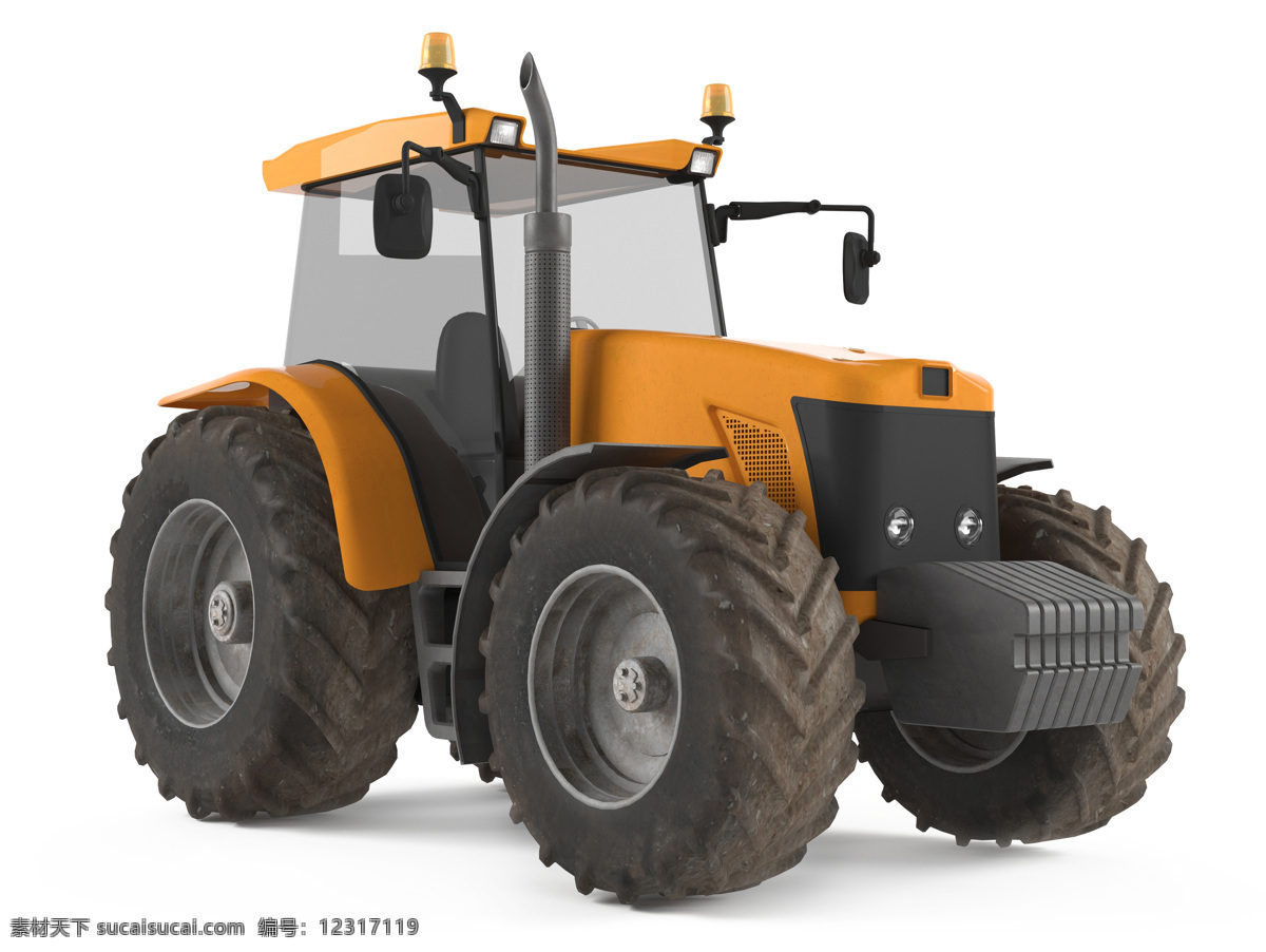黄色 拖拉机 农用机器 农用车 农用工具 农业科技 现代科技 农业生产