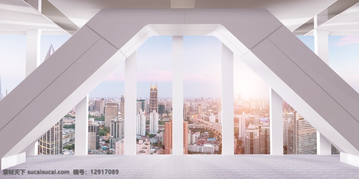 建筑 内部 顶层 天台 窗户 城市 背景 背景素材