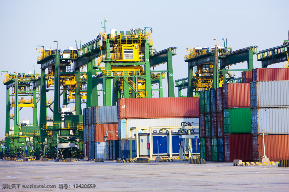 港口 码头 吊机 起重器 大海 泊位 机械 船务 集装箱 工业生产 现代科技