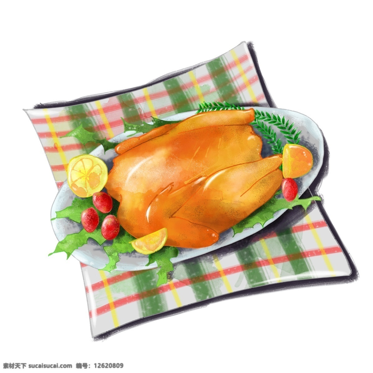 小清 新手 绘 插画 水彩 感恩节 食物 吃 火鸡 小清新 手绘 板绘 吃火鸡 感恩节食物 美食 餐布 好吃的 鸡肉 分层