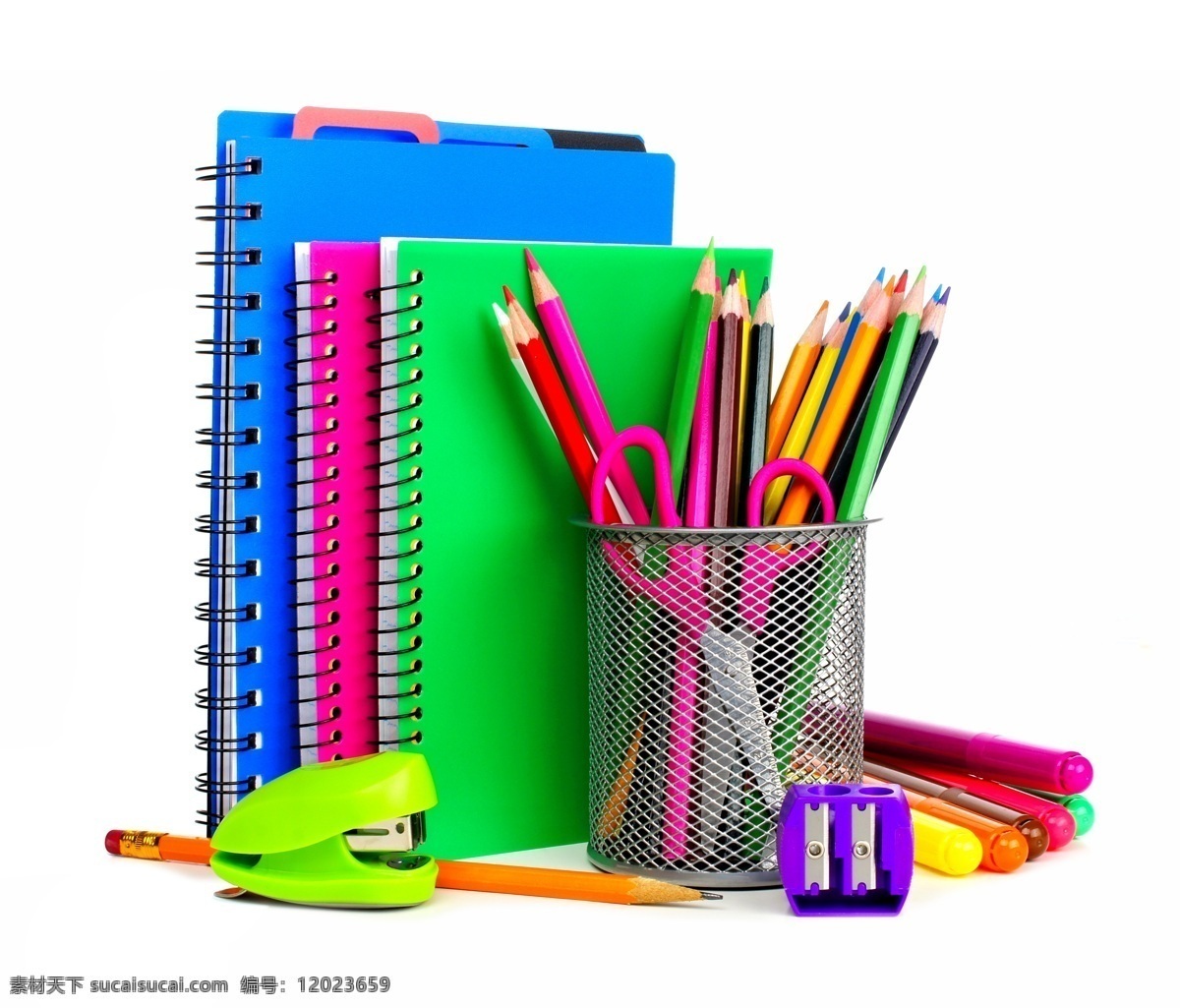 笔记本 笔筒 铅笔 订书机 彩色铅笔 画笔 蜡笔 文具 学习用品 学习教育 办公学习 生活百科