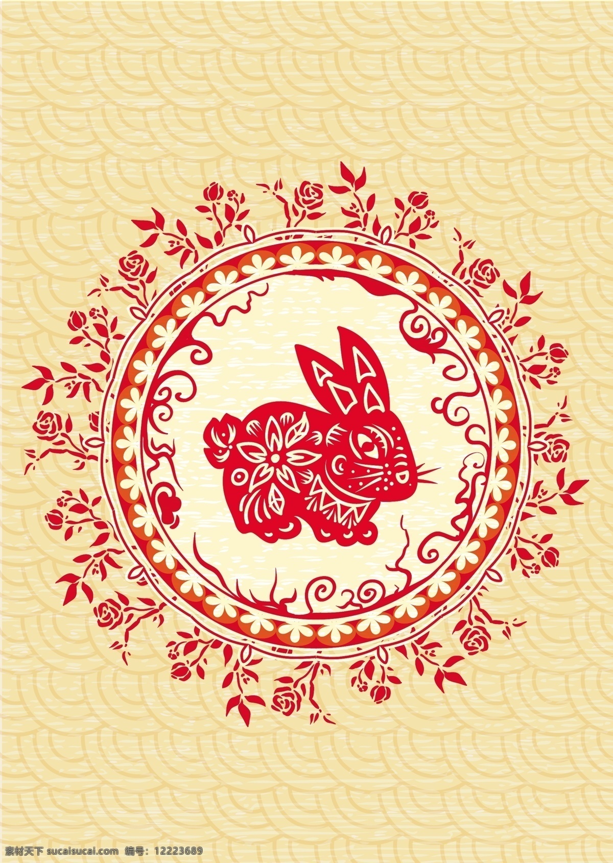 剪纸艺术 十二生肖 兔 矢量 剪纸 红色 矢量素材 设计素材