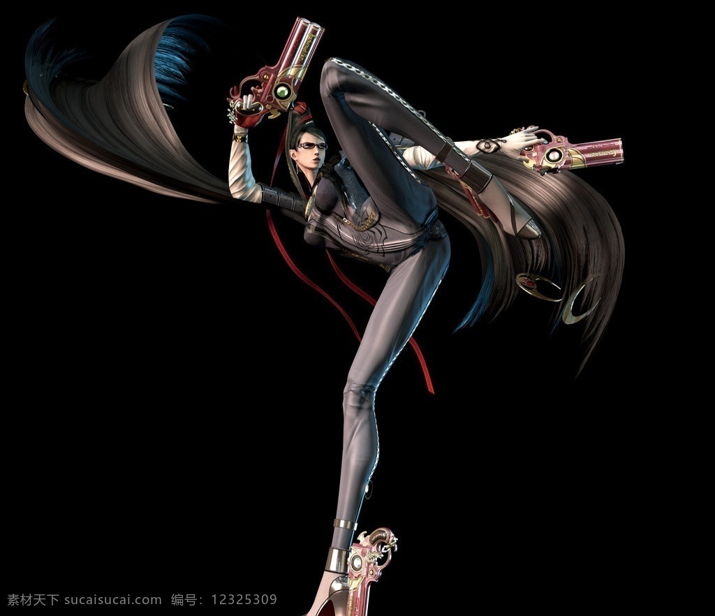 猎天使魔女 贝优妮塔 魔女 制服 皮装 长发 长腿 双枪 高跟鞋 动漫人物 动漫动画