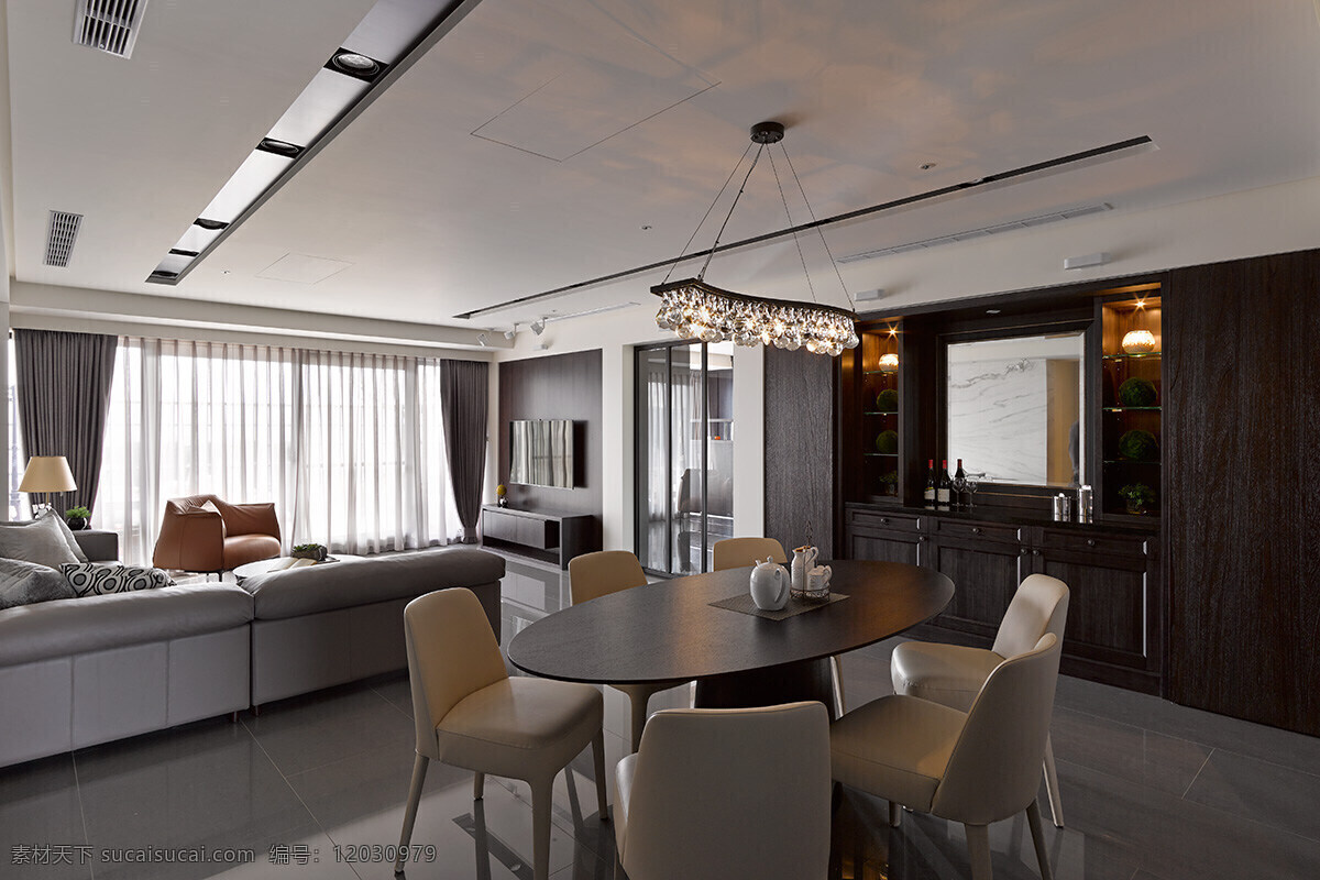 现代 清雅 客厅 圆形 餐桌 室内装修 效果图 客厅装修 浅色地板 素色地毯 方形吊灯