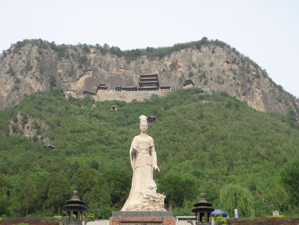 女娲 娘娘 石膏像 女娲娘娘 仙女 雕像 山 旅游景点 自然景观 风景名胜 摄影图库