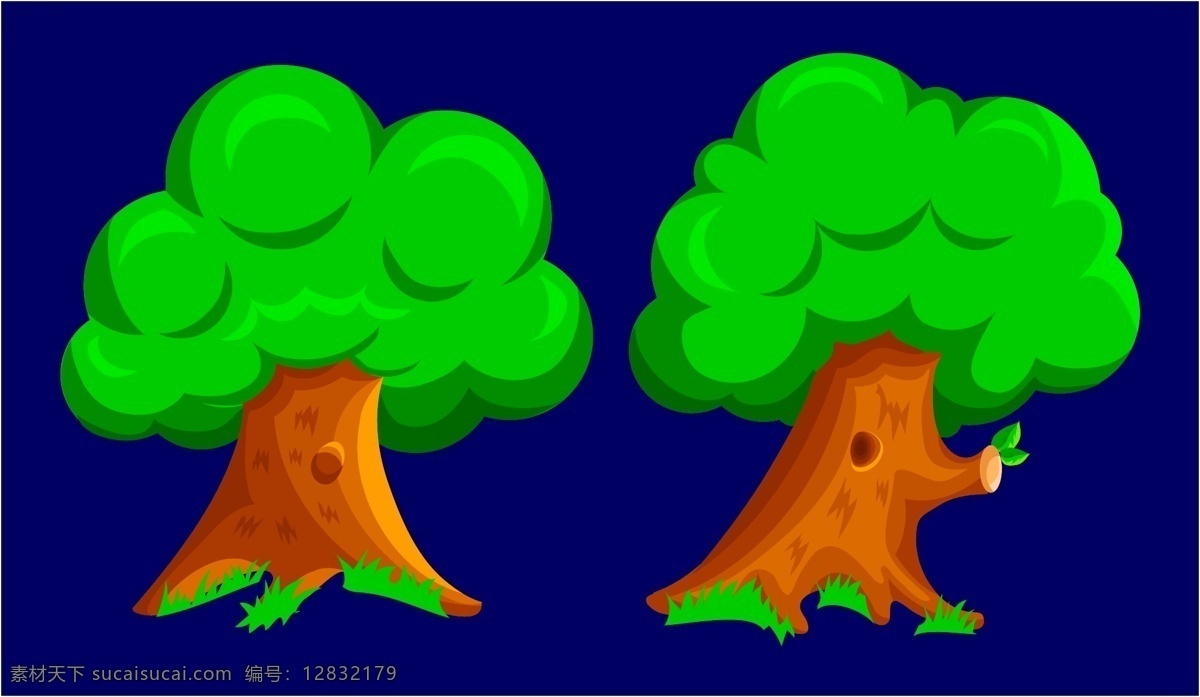卡通树 树 矢量 小树 可爱 绿树 精美小树 树木树叶 生物世界