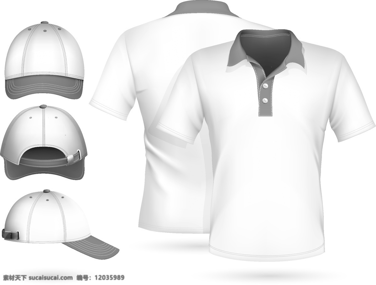 棒球帽模板 矢量服装模板 t恤 棒球帽 polo 衫 模板 广告衫 空白服装 矢量帽子 零售素材