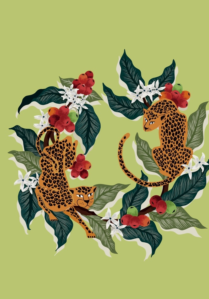 双豹图片 豹子 花卉 动物 热带 野生 野生动物 生物世界