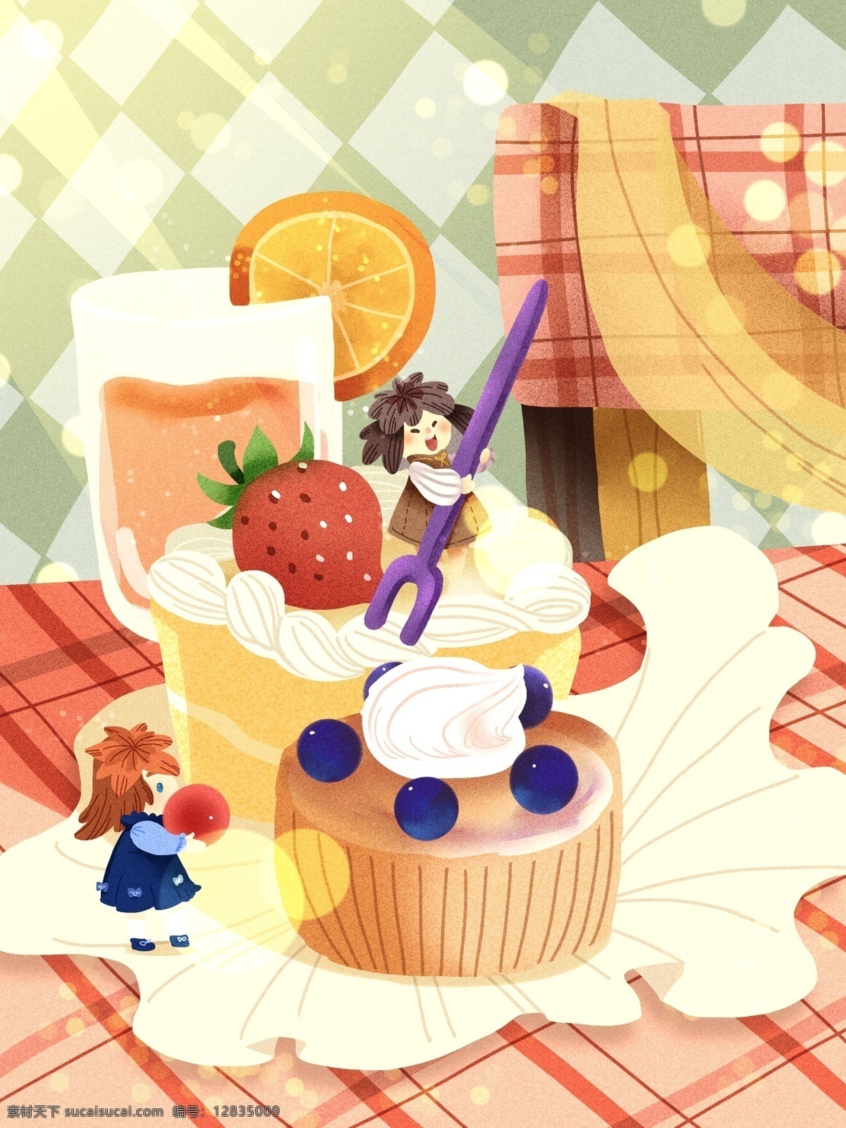 美食 大作 战 草莓 蛋糕 小精灵 开心 快乐 光 饮料 甜品 蓝莓 橙子 午后