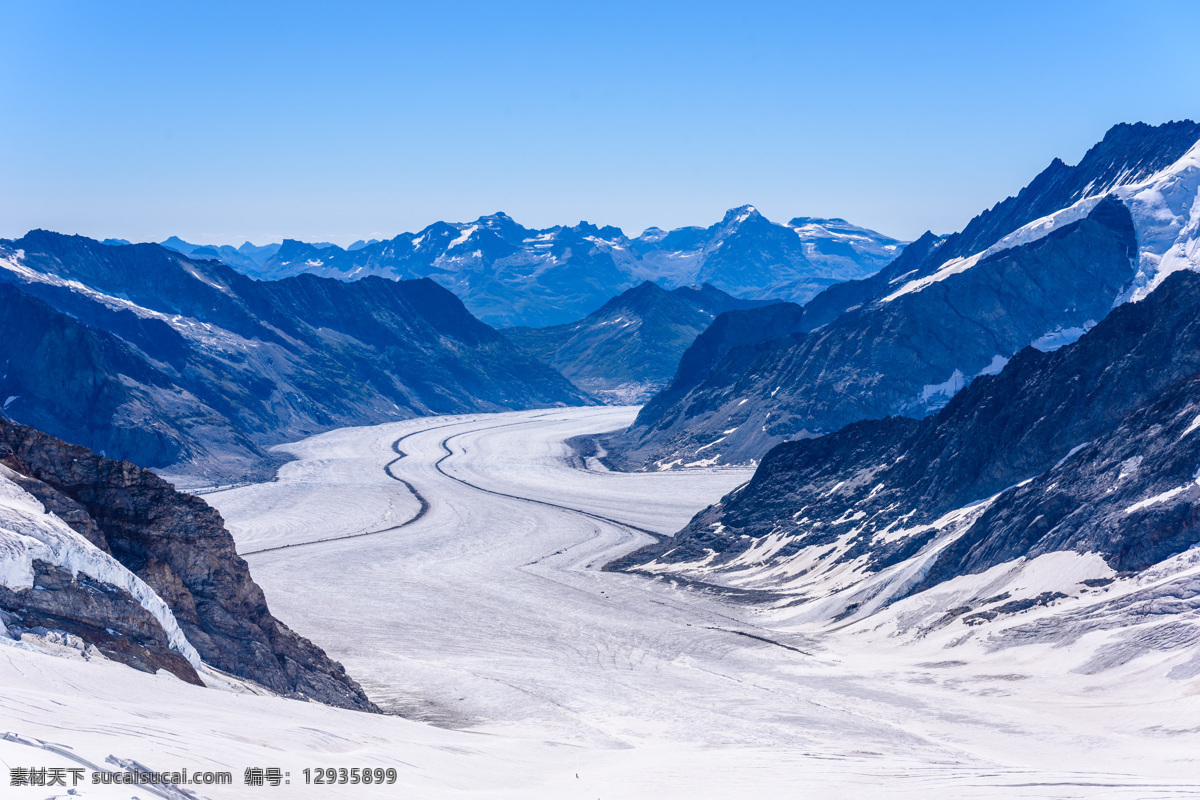 阿莱奇冰川 阿尔卑斯山 雪景 冰川 河流 旅游摄影 国外旅游