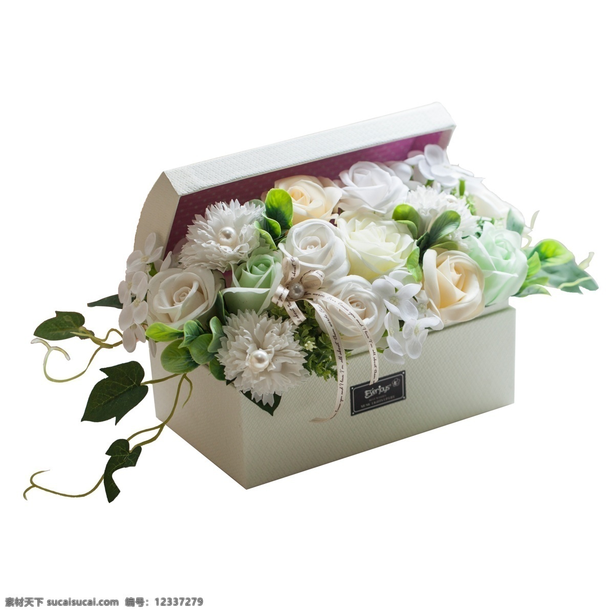 实拍 节日 礼物 白色 花盒 花 白色花朵 花朵 花卉 礼品 礼物花 礼品白色花 节日礼物