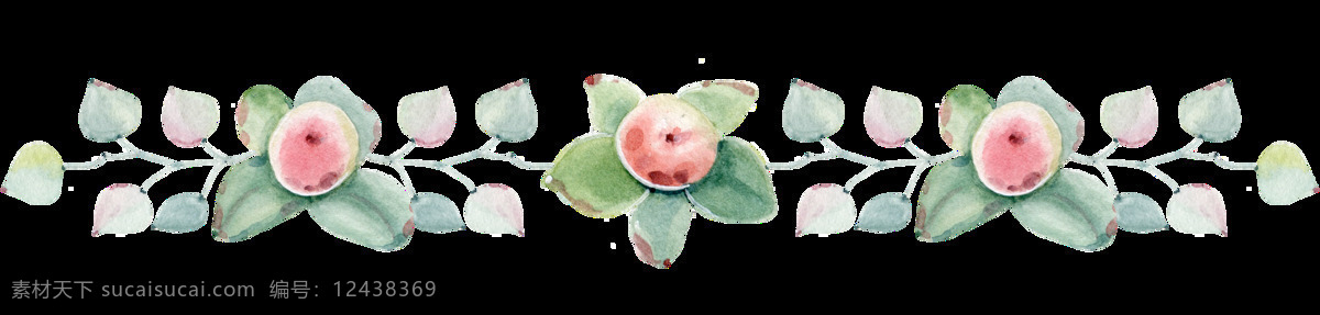 手绘 粉红 桃子 透明 装饰 图案 绿色 粉色 树叶 装饰图案 免扣素材