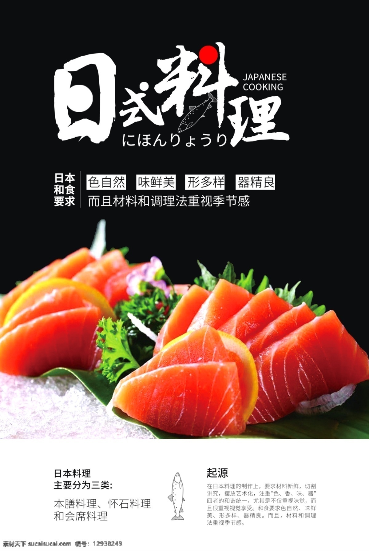 日式料理海报 日式料理 美食 美食海报 三文鱼 三文鱼海报