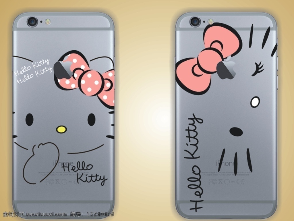 彩绘手机壳 hello kitty kt猫 卡通图案 矢量图 可爱卡通猫 猫头 印刷手机壳