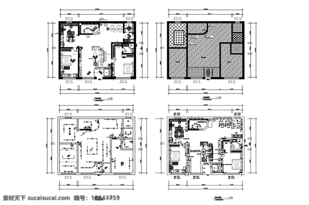 cad 两 室 厅 图纸 平面 方案 施工图纸 施工 多层 户型 图 定制 高层 居室 平面图 居室布局定制