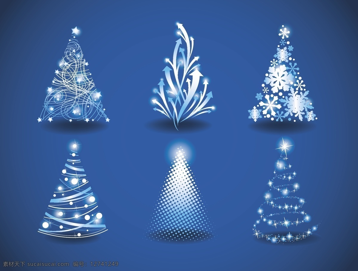 华丽 圣诞树 璀璨 动感 光线 花纹 流星 矢量素材 绚丽 雪花 节日素材 其他节日