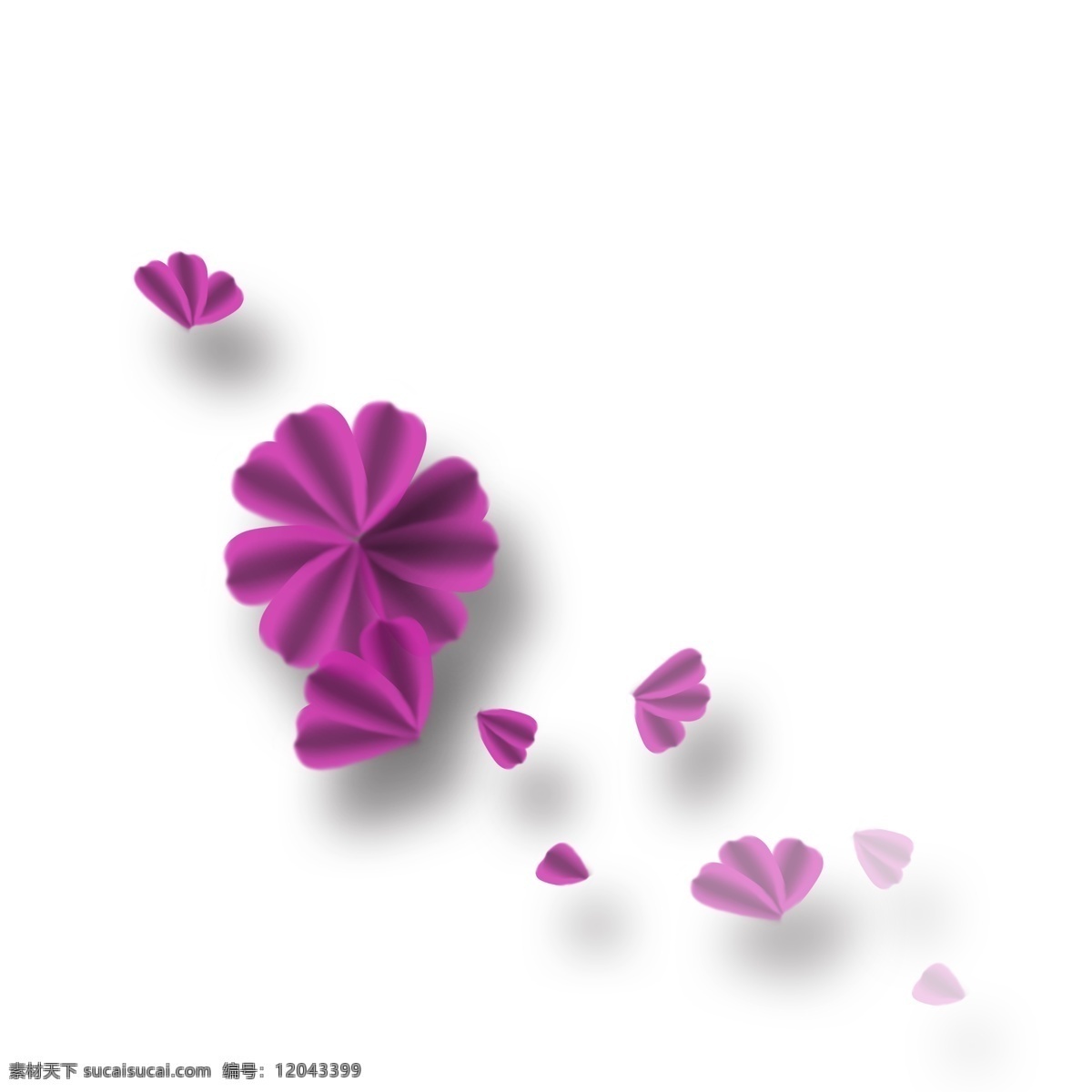 紫色 素雅 花瓣 紫红色 花朵 飘落 免抠 装饰设计 平面设计 原创 漂浮 室内设计 装饰