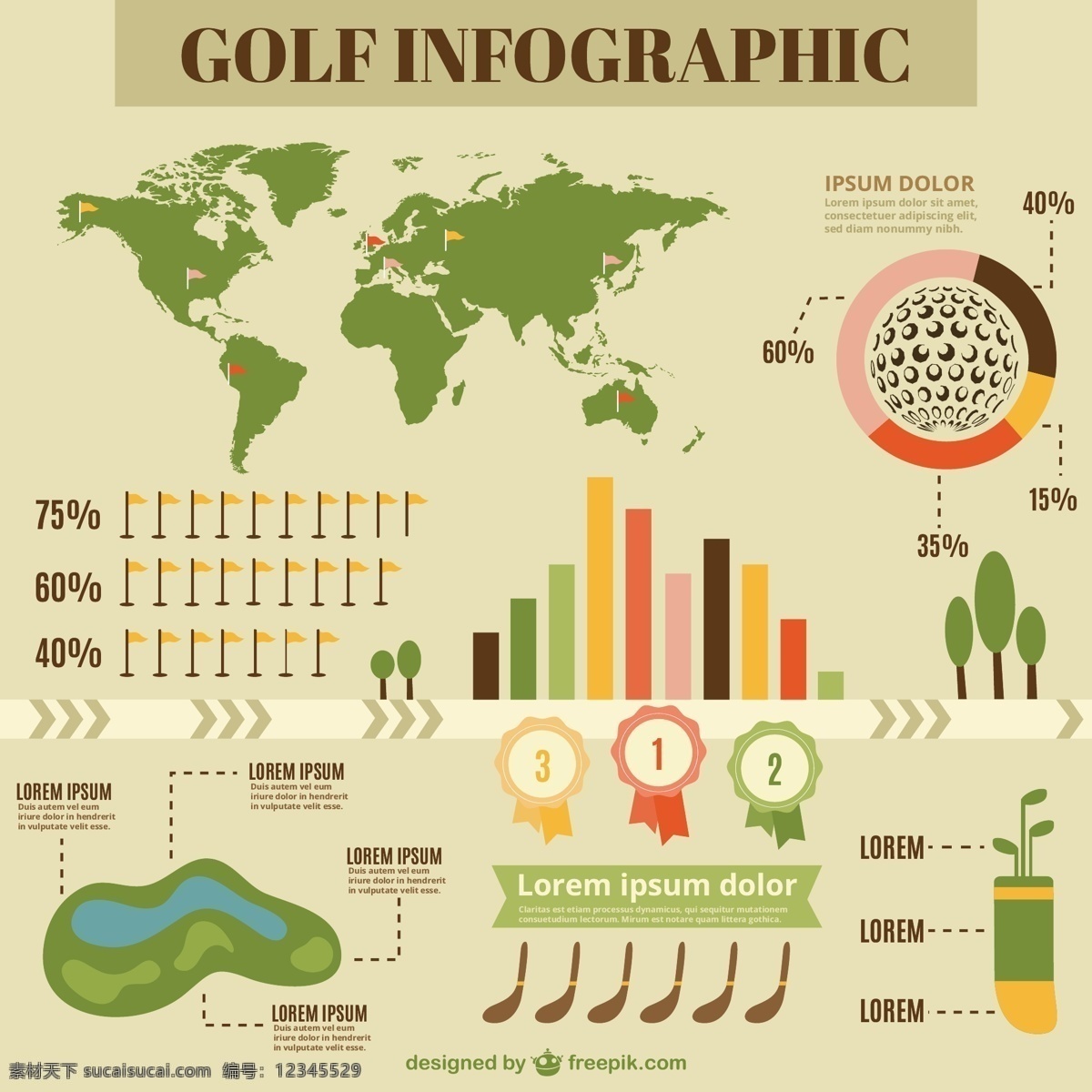 高尔夫 平 infography 图表 图标 地图 运动 高尔夫球袋 奖牌 球 平面图标 俱乐部 地图图标 高尔夫球 设备 高尔夫俱乐部 联赛 黄色