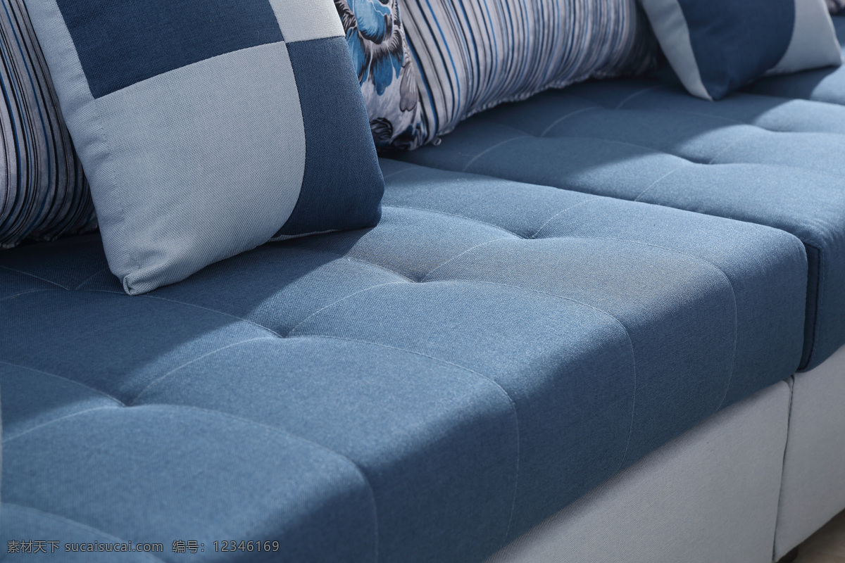蓝色 沙发 垫 布艺沙发 沙发垫 沙发细节 沙发做工 布艺