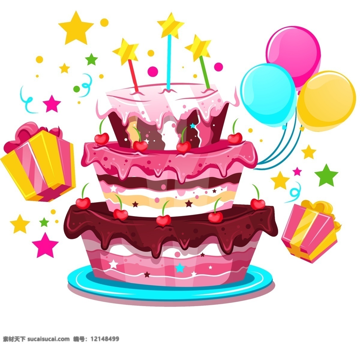 蛋糕 生日会素材 生日蛋糕 气球 礼物 生日快乐 生日 生日素材 生日海报