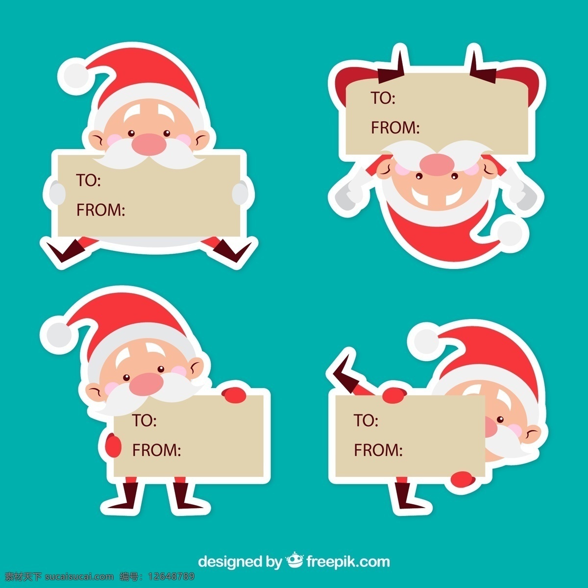 可爱 圣诞老人 贴纸 圣诞节 卡通时尚 节日素材 矢量 高清图片