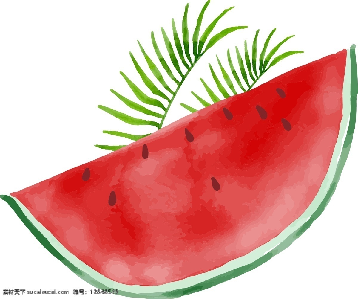 矢量 红色 西瓜 元素 手绘 水果 夏季 ai元素 免扣元素