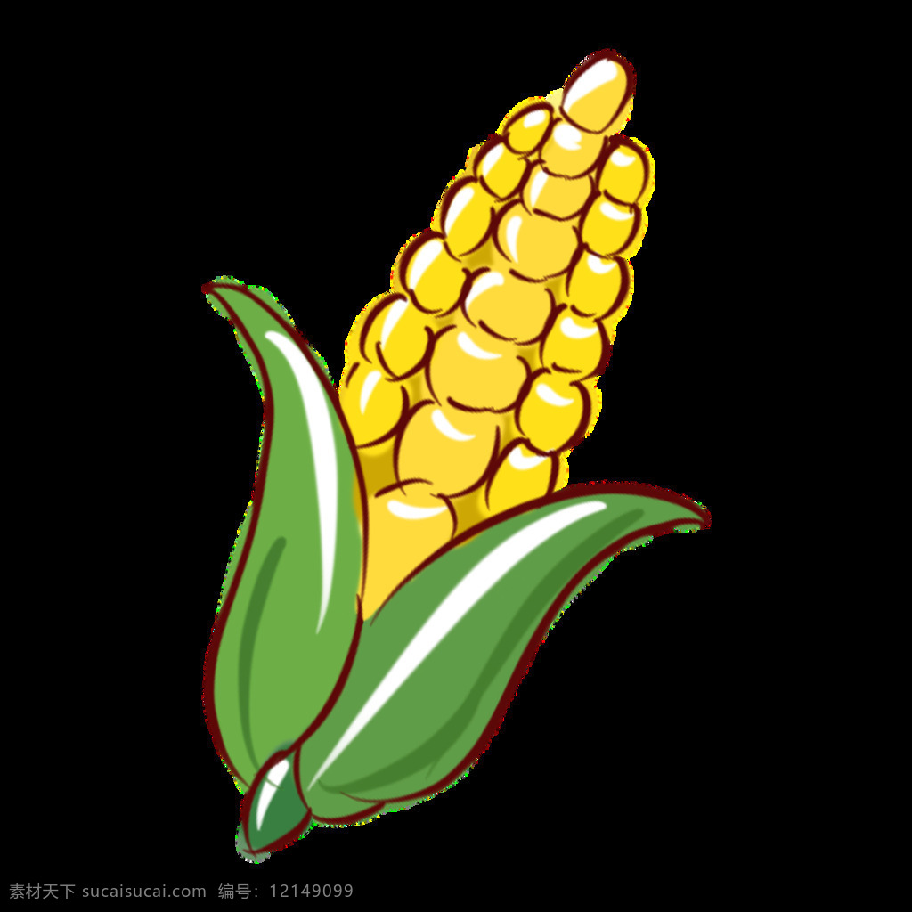 卡通 手绘 黄色 玉米棒子 苞谷 农业 蔬菜 蔬菜水果 手绘玉米素材 食物素材