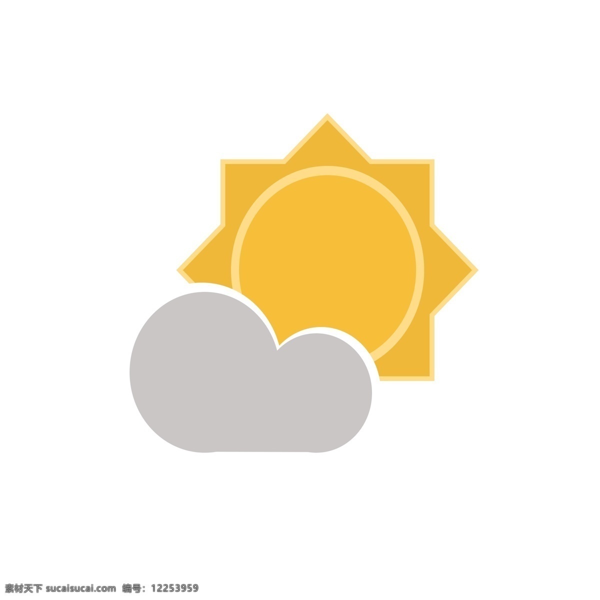 晴天 天气 图标 矢量图案 卡通有趣 扁平化 明亮太阳 云朵