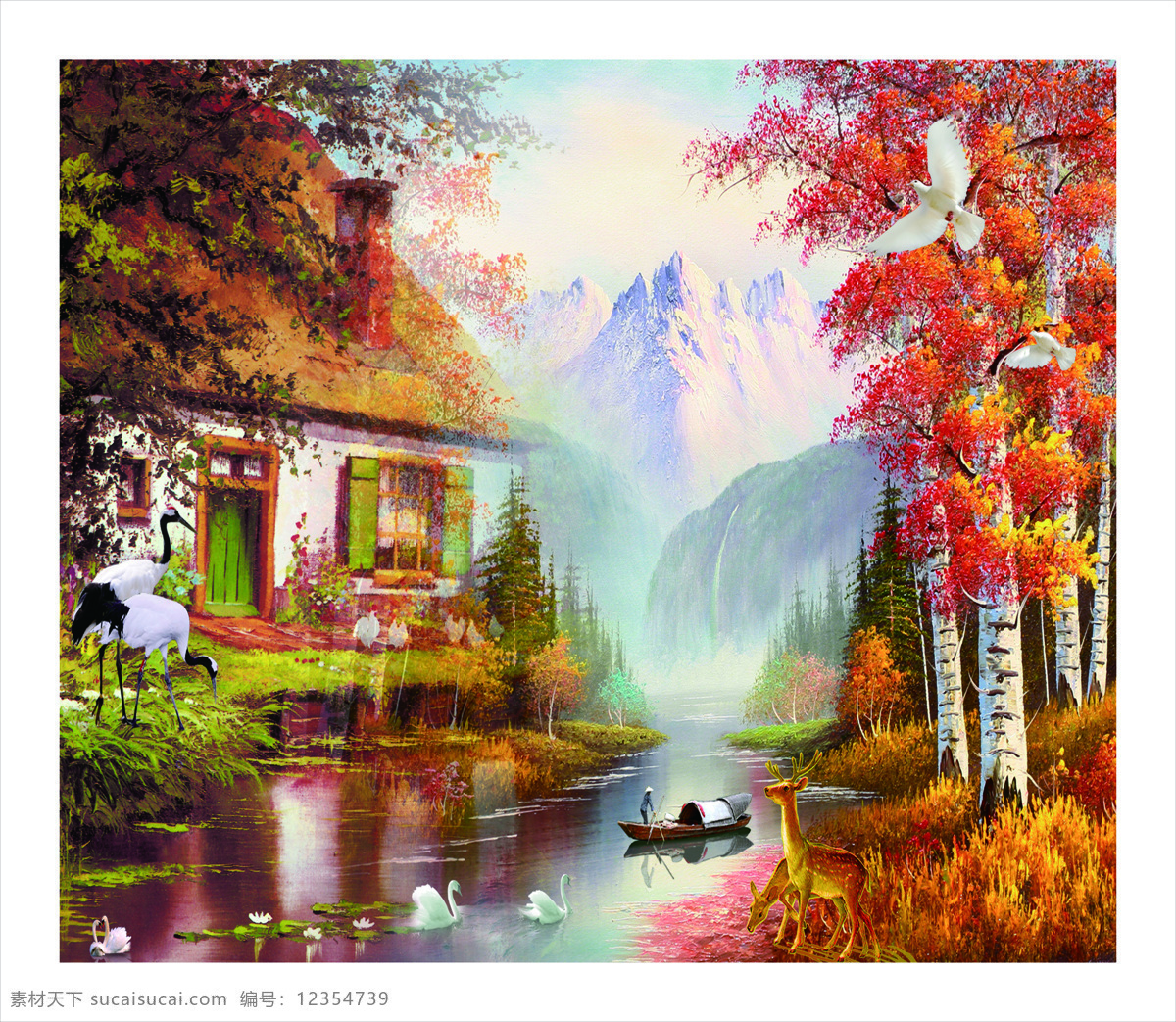 风景画 人物画 油画 风景森林 神秘 自然景观 自然风光