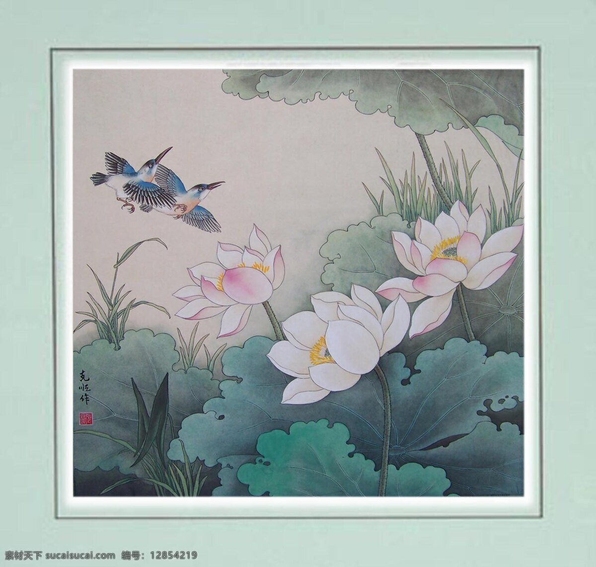 工笔荷花 工笔画 国画 中国画 工笔彩墨画 彩墨工笔画 花鸟国画 花鸟画 国画花鸟 彩墨花鸟国画 书法 大师作品 风景画 荷花 植物 荷叶 小鸟 池塘 动物 绘画书法 文化艺术