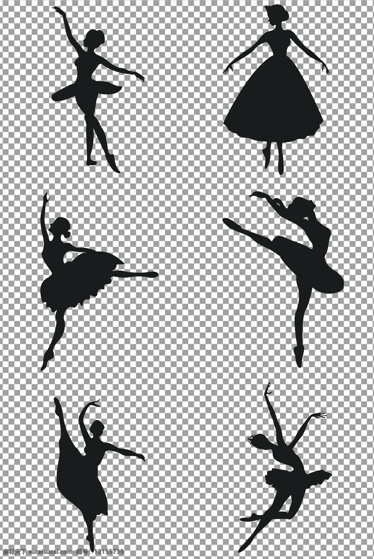 跳舞 女孩 插画 剪影 舞蹈 芭蕾舞 手绘 黑色 免抠 无背景 免抠图 抠图 元素 透明 通道 png免抠图 分层