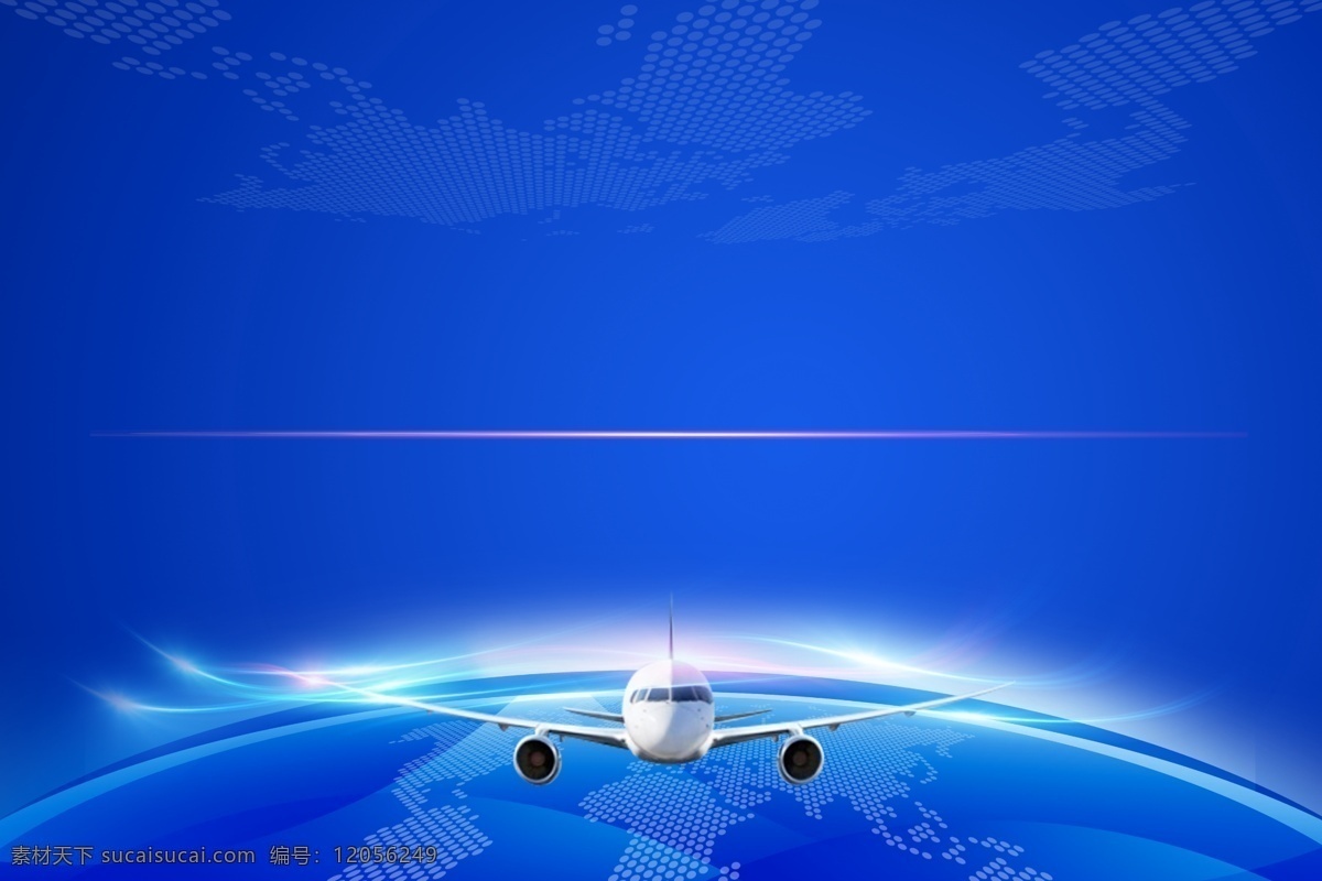 蓝色科技 背景 飞机 地球 花纹