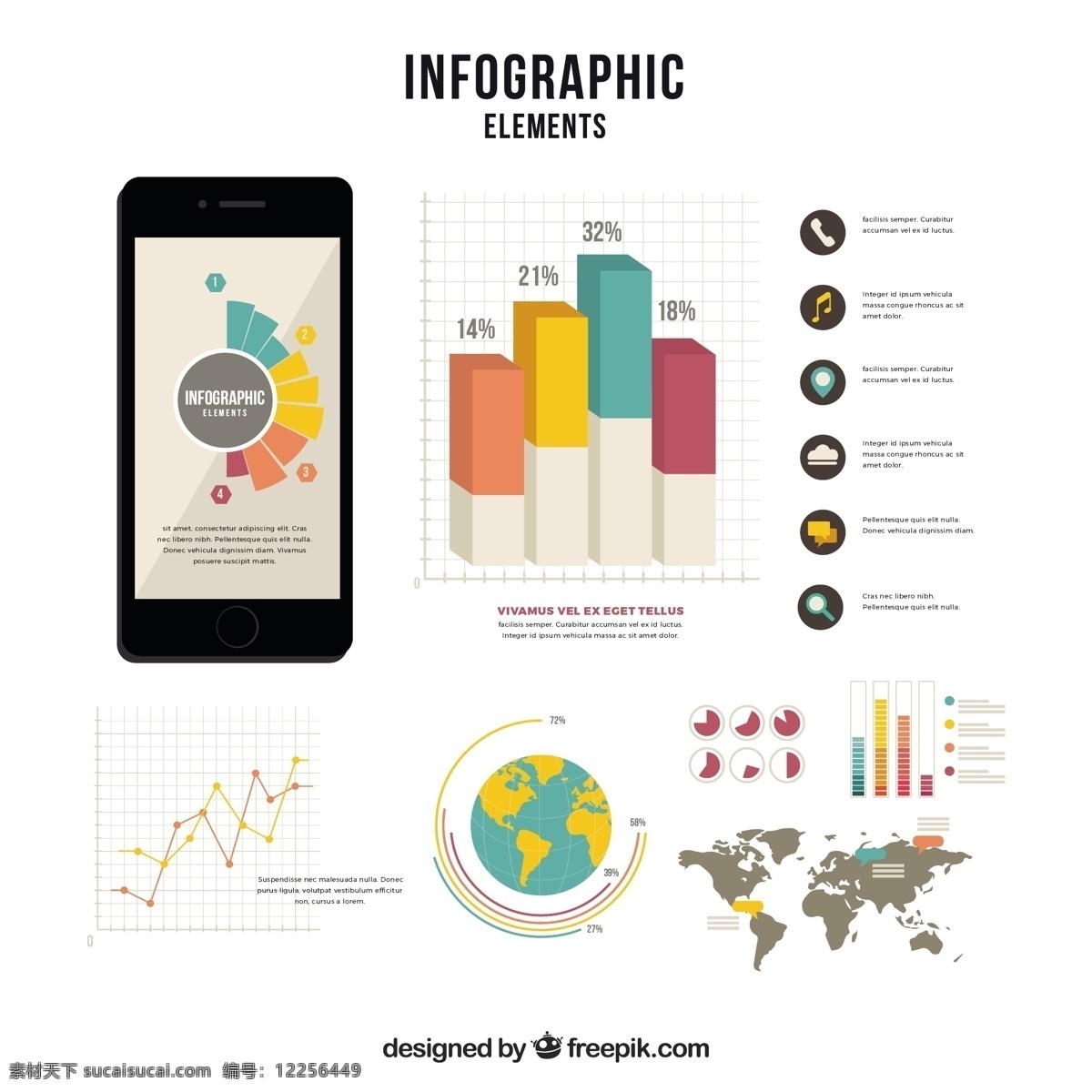 有用 信息 图表 元素 平板 集 模板 地图 电话 信息图表 世界 世界地图 移动 色彩 图形 平 过程 图表模板 数据元素 平面设计