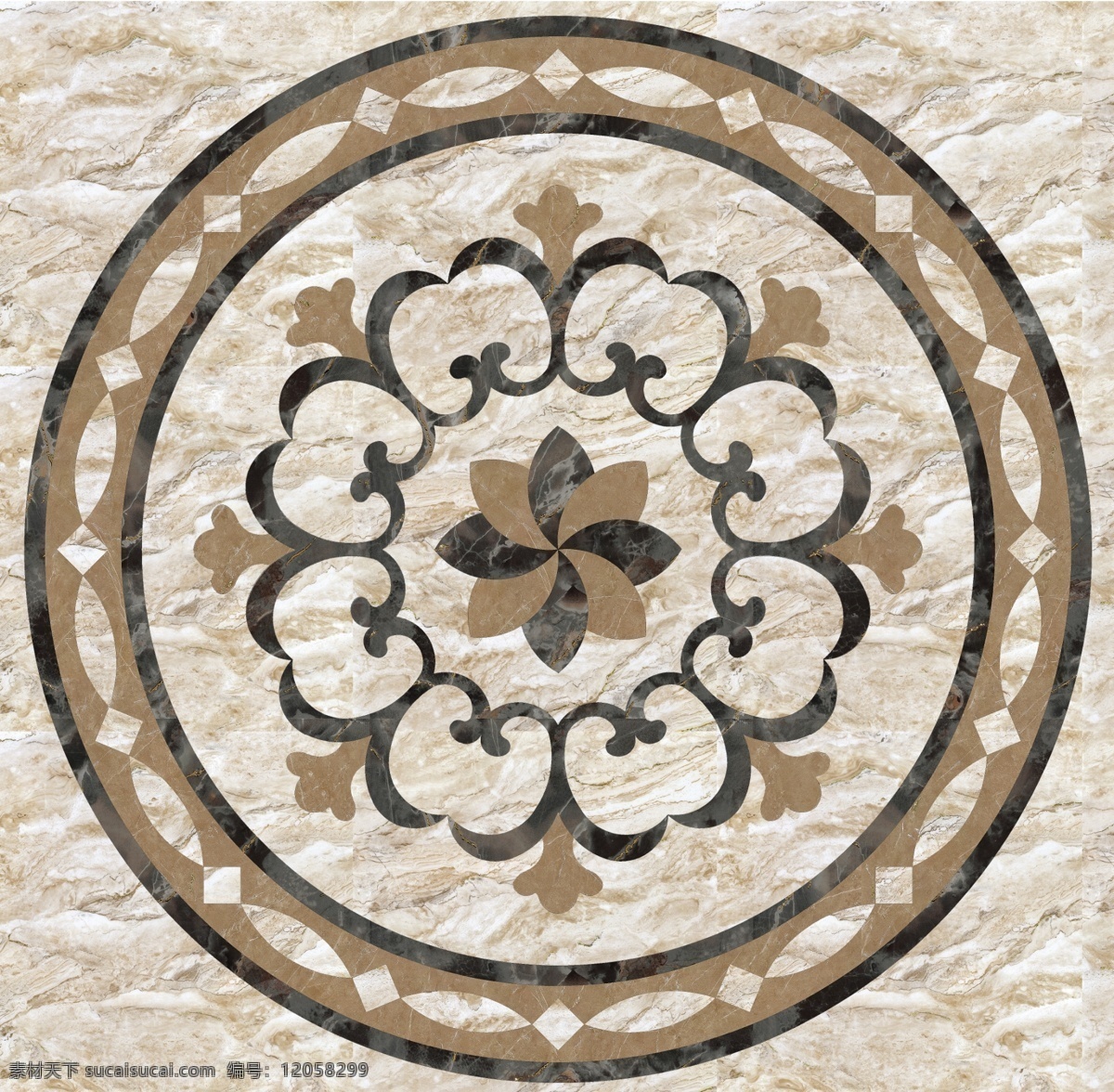 圆形 系列 地面 水刀 拼花 装饰 图案 欧式风格 室内设计 贴图