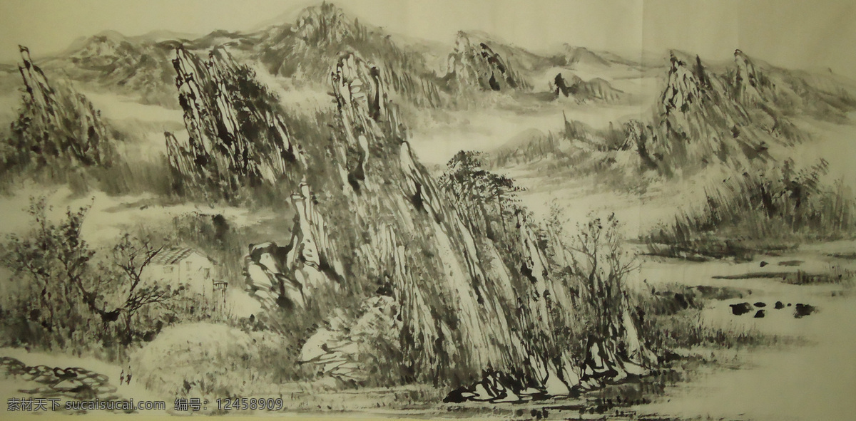 壁画 房屋 风景 风景画 工笔画 古典 古典画 古典水墨画 水墨 山水 设计素材 模板下载 水墨山水 水墨画 中国 山水画 中国水墨画 艺术 绘画书法 文化艺术 国画 山水国画 江南水墨画 屋子 茅草屋 书法 装饰素材 山水风景画