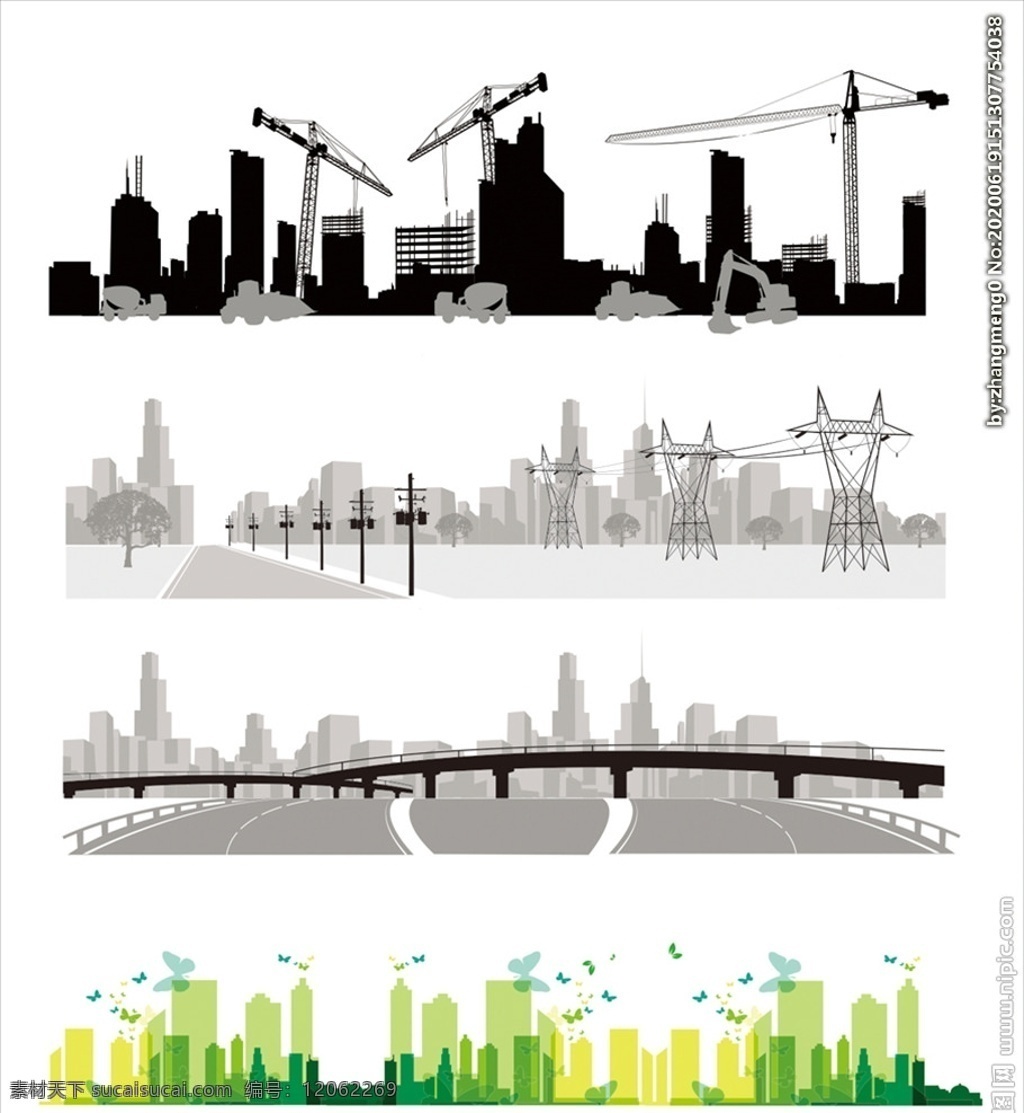 绿色城市 城市剪影 城市建筑 城市线条 著名城市 环保城市 卡通城市