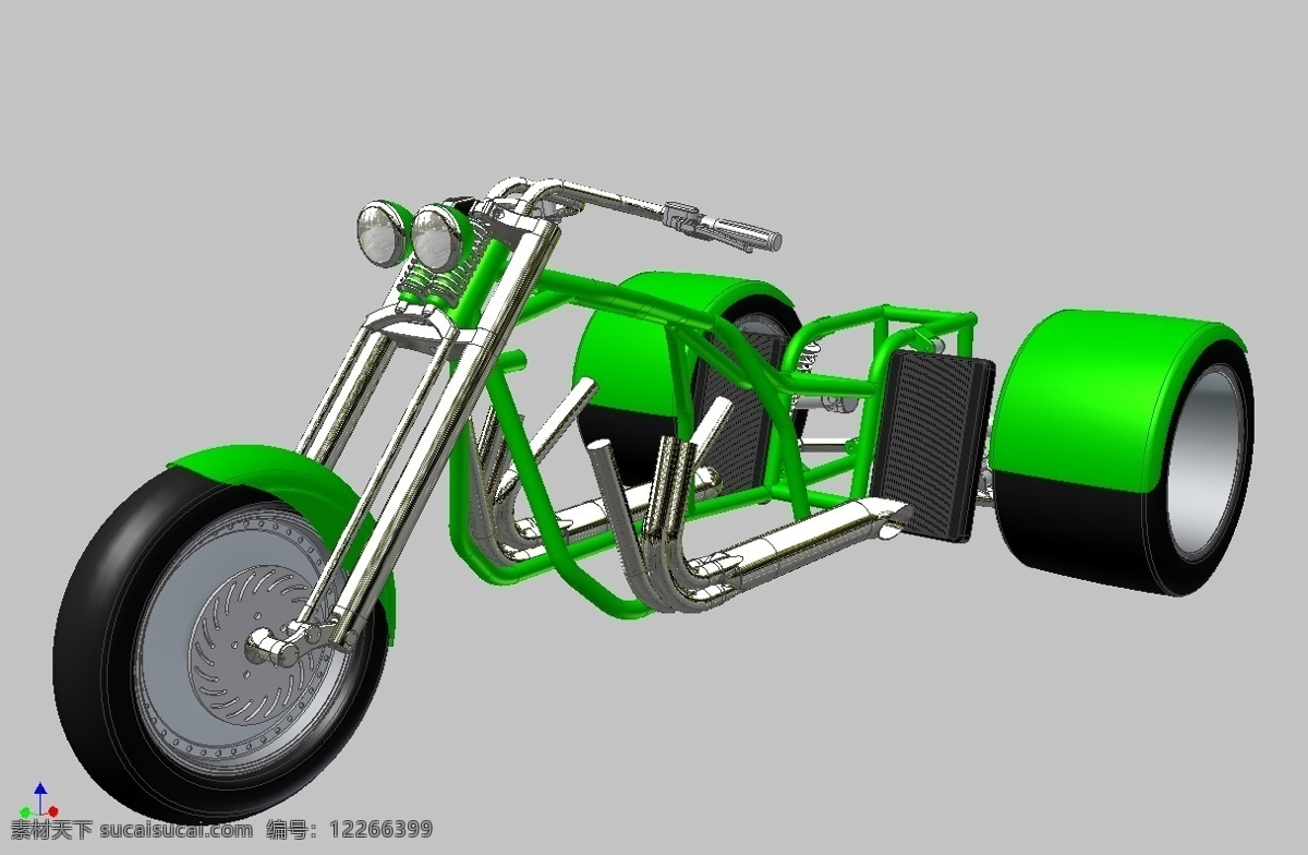 v8 三轮车 摩托车 3d模型素材 其他3d模型