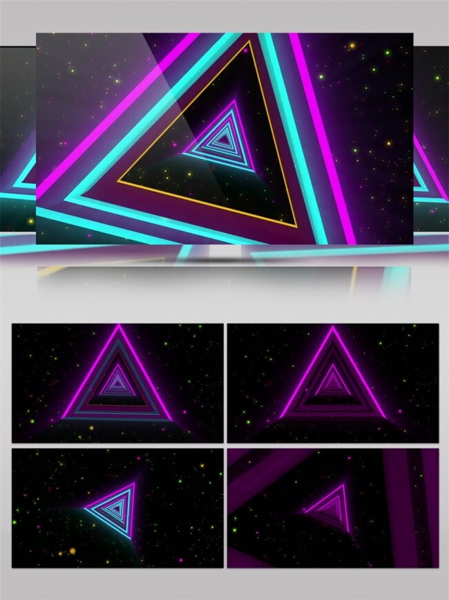 紫色 三角 炫 光 视频 炫光闪耀 紫色三角 光芒四射 3d视频素材 特效 紫光三角