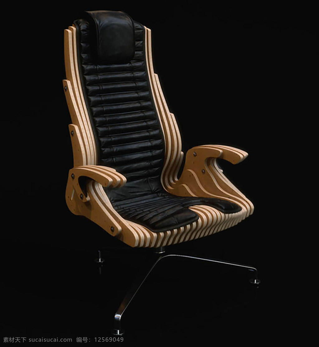 木质 3d 模型 办公室 椅子 产品 创意产品 黑色 外形设计 易拆装