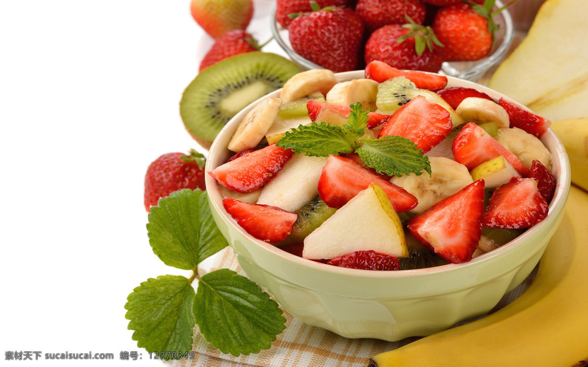 新鲜 草莓 沙拉 猕猴桃 沙拉美食 新鲜水果 水果摄影 果实 蔬菜图片 餐饮美食