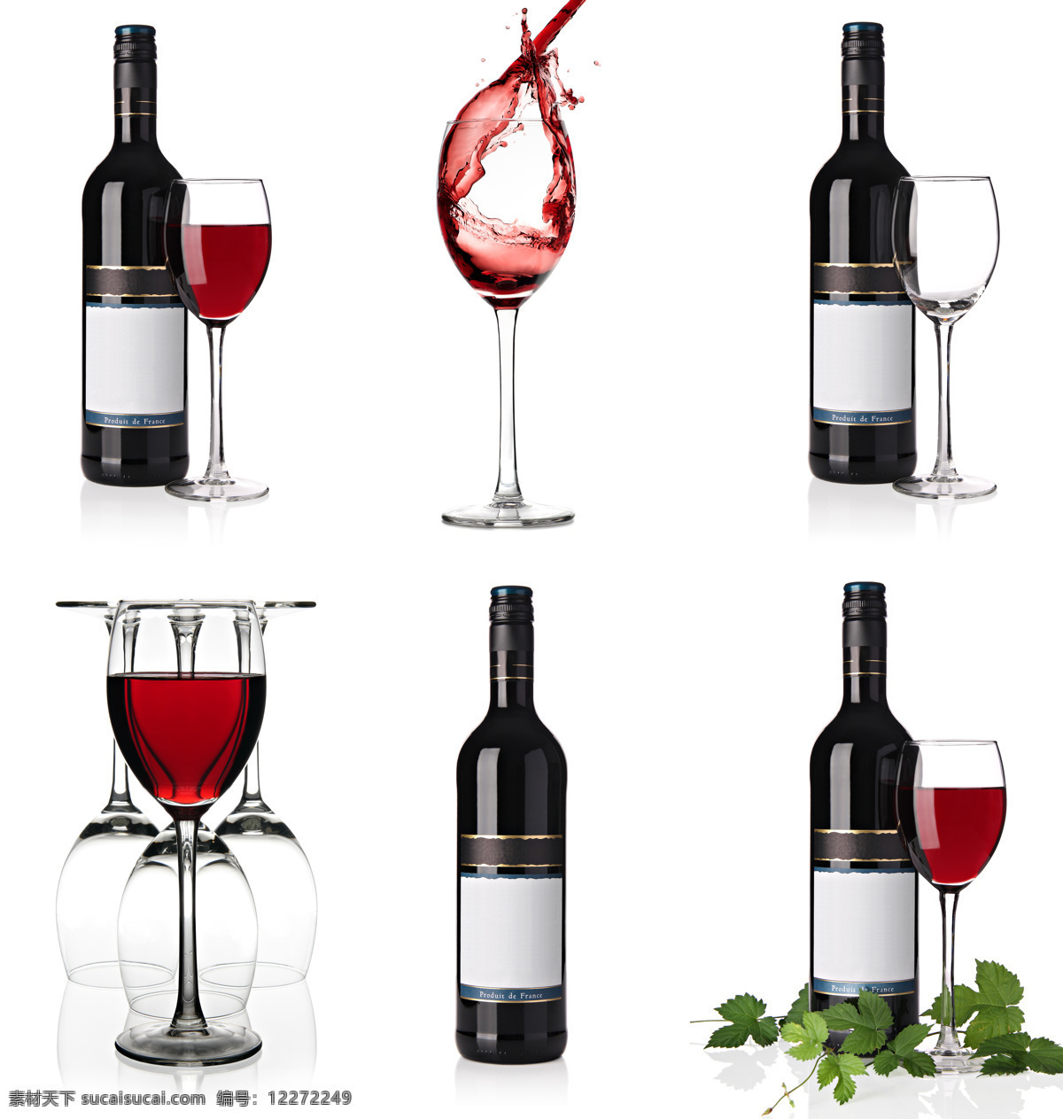红 白葡萄酒 拼贴 酒瓶 酒杯 设计素材 高清大图 酒水饮料 餐饮美食 白色