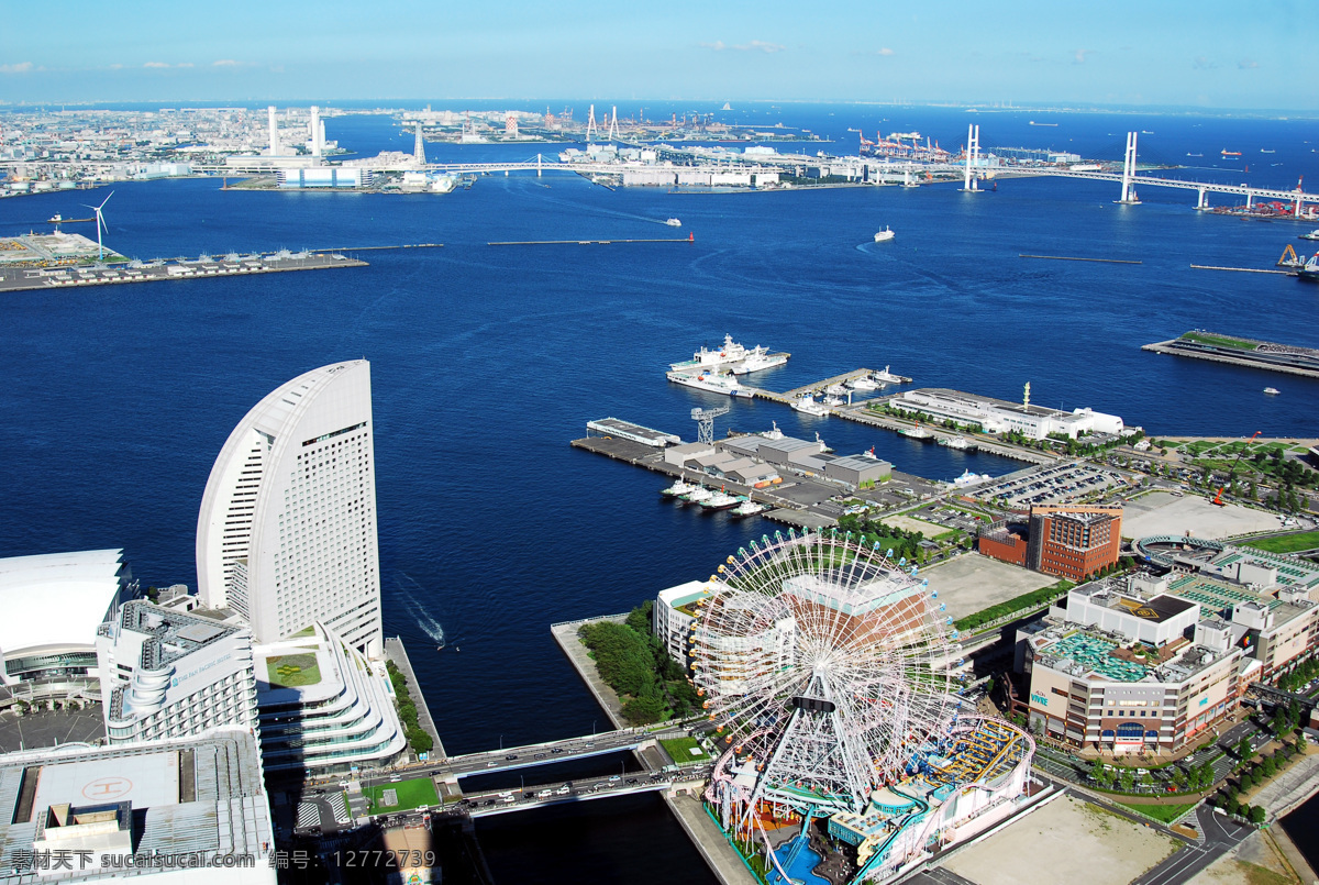 横滨 日本 横滨港 港未来21 东京湾 湾岸大桥 鹤见大桥 自然风景 旅游摄影