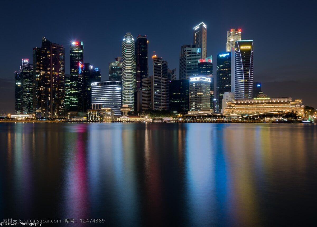 新加坡 城市 夜景 倒影 都市之光 城市夜景 夜空 都市夜景 城市之光 灯光璀璨 唯美 高楼 大厦 城市夜景2 自然景观 建筑景观