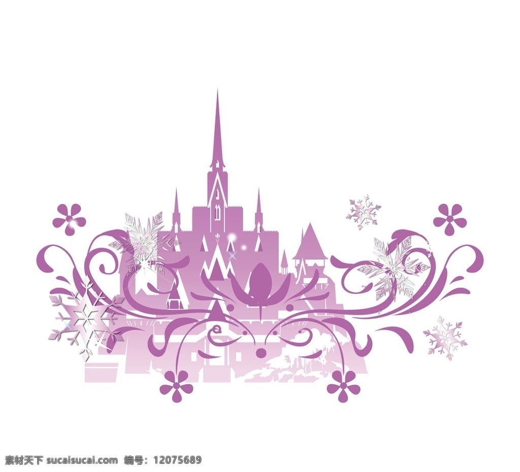 冰雪城堡 雪花 紫罗兰 背景 底纹边框 背景底纹