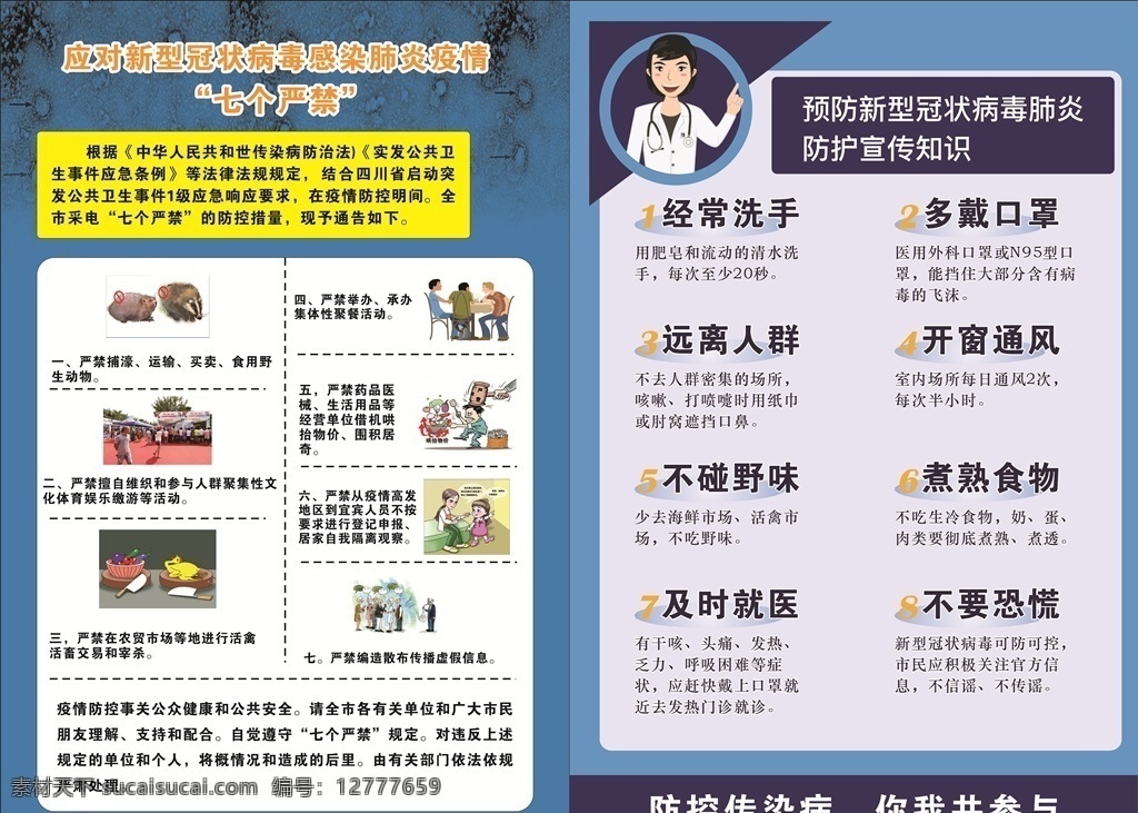 预防 新型 冠状 病毒 新型冠状病毒 七个严禁 防护宣传知识 肺炎