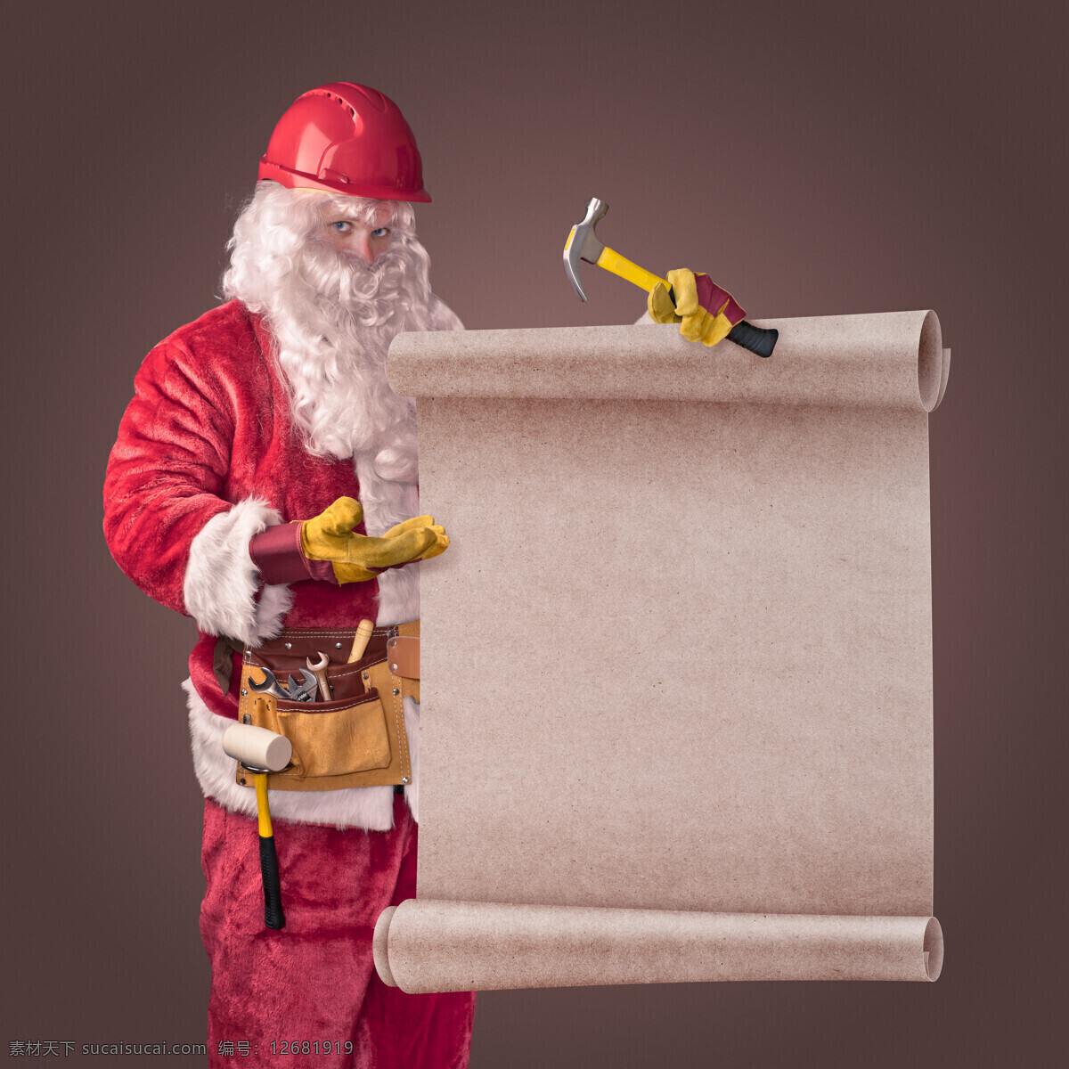 卷 纸 圣诞老人 站着 工具 圣诞节 节日庆典 生活百科 黑色
