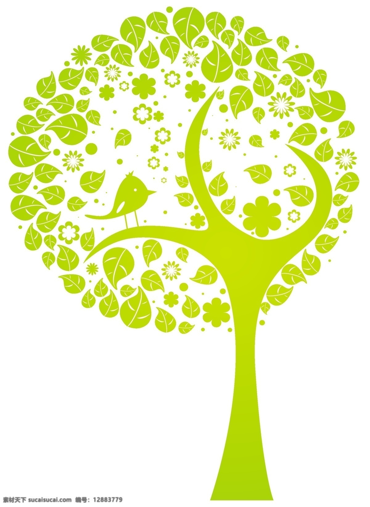 创意 树形 图案 矢量 公益 绿色 矢量图 树木 小鸟 其他矢量图