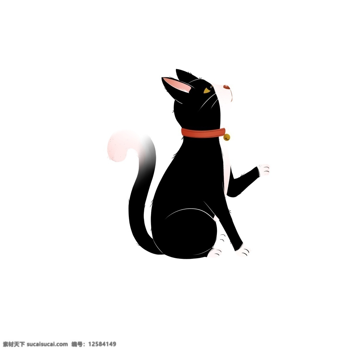 卡通 只 可爱 小 黑猫 动物 萌宠 插画 小黑猫 猫咪