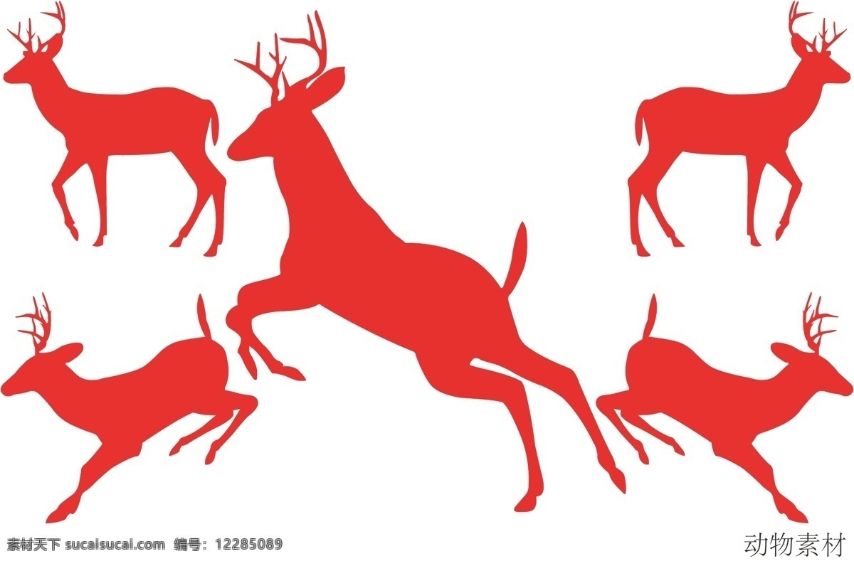 鹿 剪影 图标 矢量图 麋鹿 圣诞 平面 生物世界 野生动物
