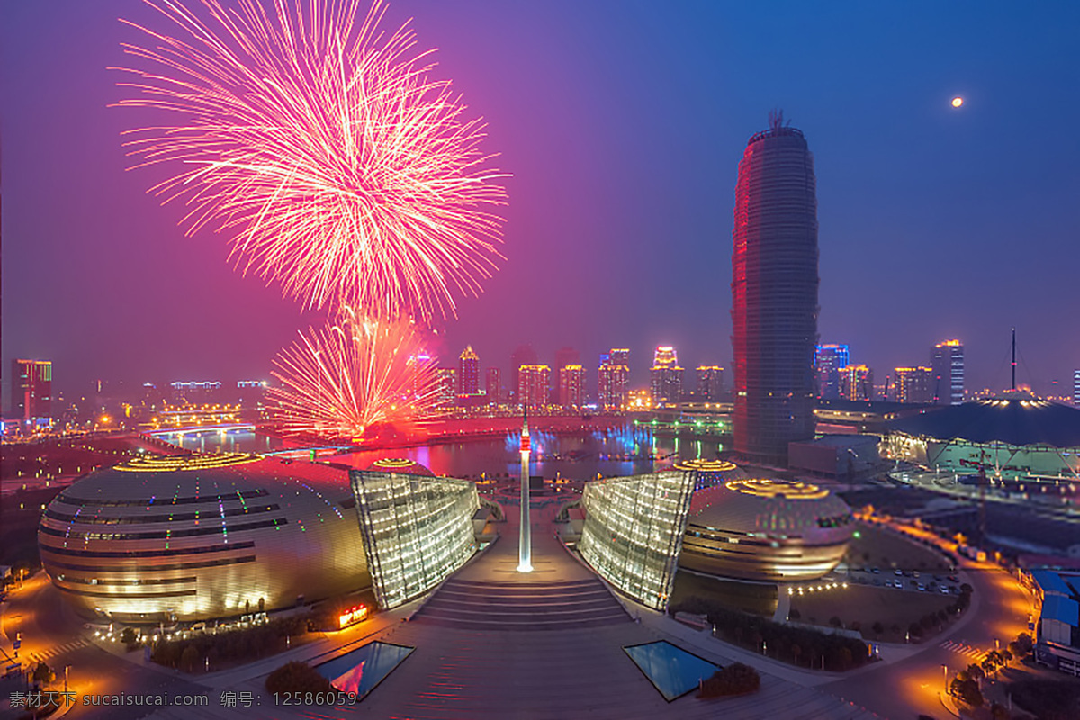 郑州 新年 烟花 大玉米 会展中心 东区 夜晚 阳光 热闹 旅游摄影 国内旅游